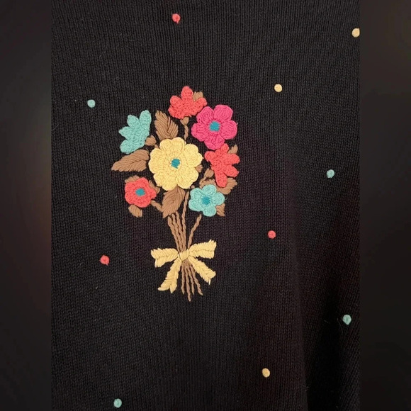 Christopher & Banks Cardigan Sweater Flower Hand Embroidered Women’s Sz Medium - Picture 9 of 9